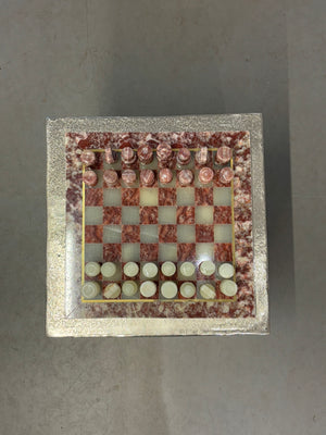 MARBLE CHESS SET BURGUNDY