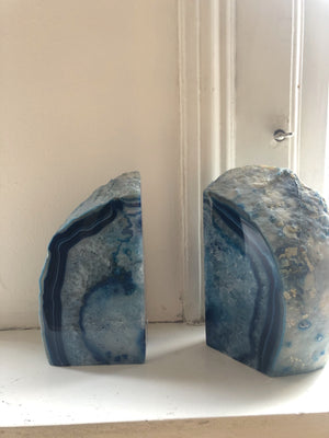 BLUE AGATE BOOKENDS