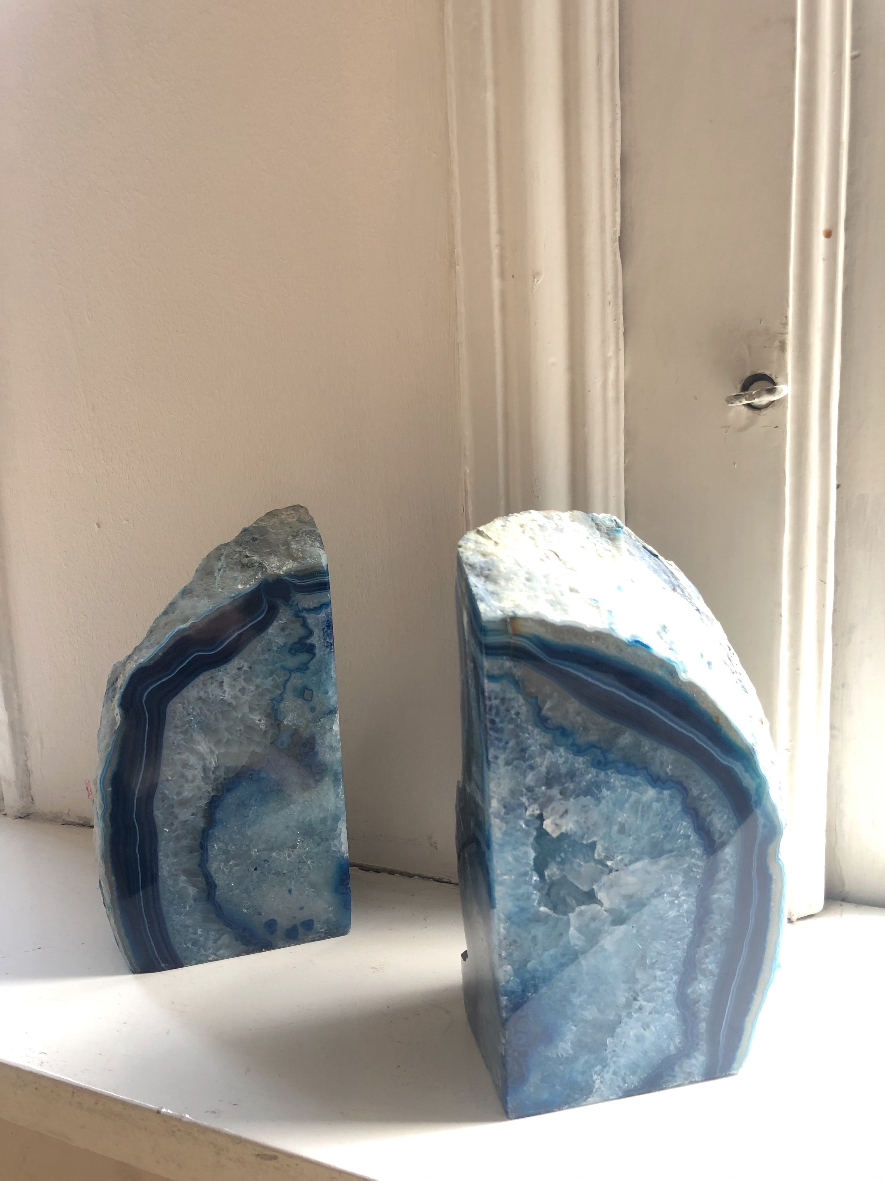 BLUE AGATE BOOKENDS
