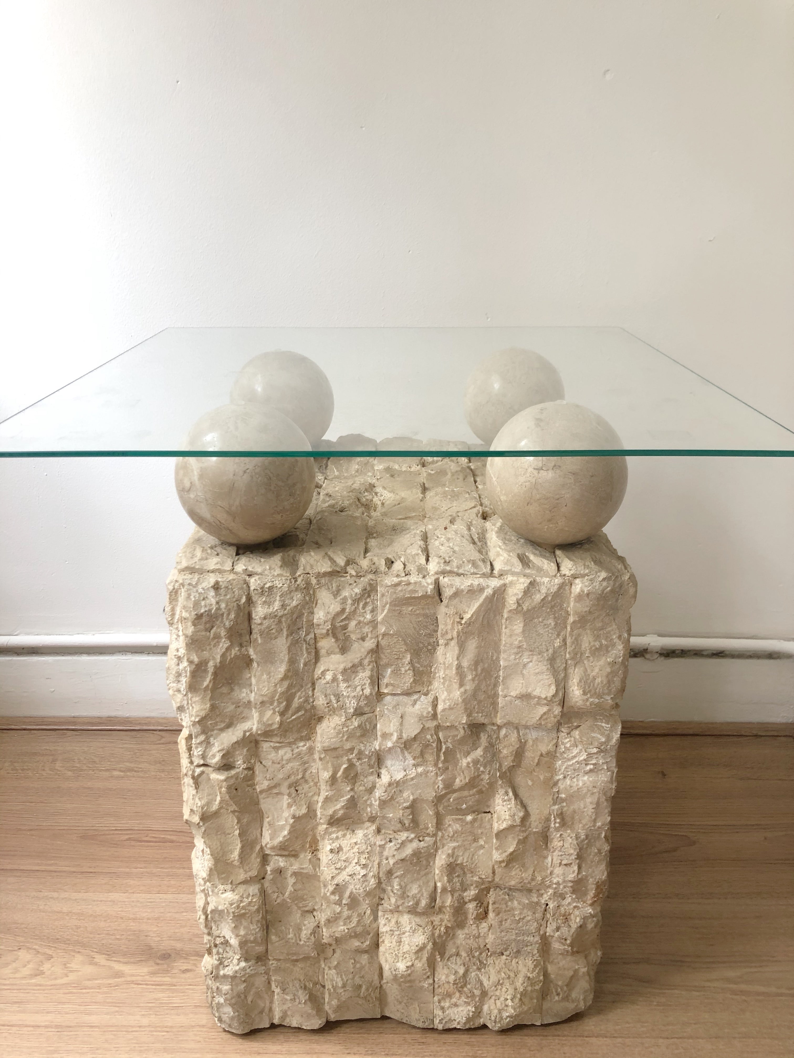 TRAVERTINE SIDE TABLE