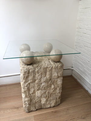 TRAVERTINE SIDE TABLE